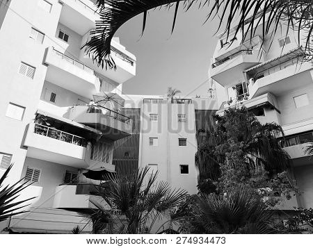 Residential Buildings And Surrounded With Green Plants In  Rishon Le Zion.