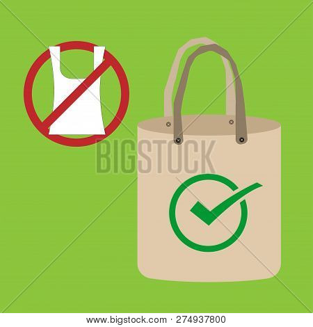 Ecology Concept,eco-friendly Fabric Bag Ideas.vector Illustration