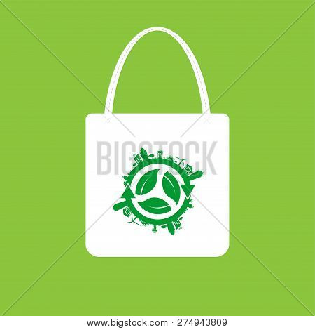Ecology Concept,eco-friendly Fabric Bag Ideas.vector Illustration