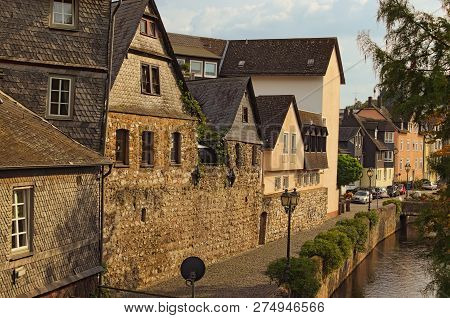 Wetzlar, Germany- September 05, 2018: Scenic View Of Historic Part Of Wetzlar City. Embankment Of La