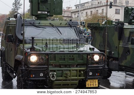 Soldiers Of Czech Army Are Riding Iveco Lmv On Military Parade