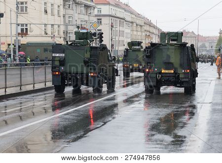 Soldiers Of Czech Army Are Riding Iveco Lmv On Military Parade