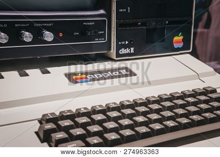 Prague, Czech Republic - August 28, 2018: Macintosh Apple Ii Computer On Display Inside Apple Museum