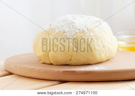 Necessary Ingredients For Homemade Dough On The Kitchen Table