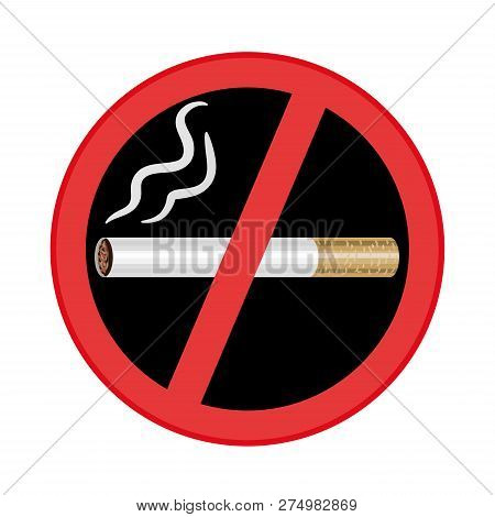 No Smoking Sign On Black Background. Vector Illustration