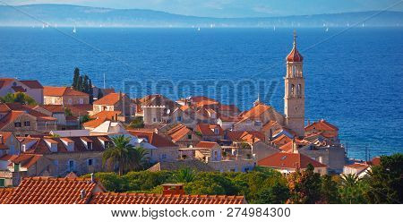 Town Of Sutivan Skyline Panoramic View, Island Of Brac, Croatia