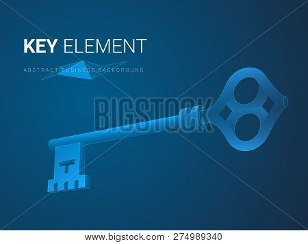 Abstract Modern Business Background Vector Depicting Importance In Shape Of A Key On Blue Background