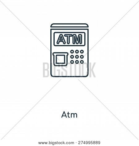 Atm Icon In Trendy Design Style. Atm Icon Isolated On White Background. Atm Vector Icon Simple And M
