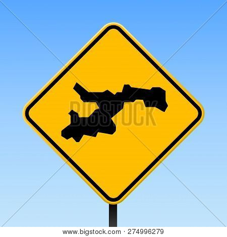 Norman Island Map On Road Sign. Square Poster With Norman Island Island Map On Yellow Rhomb Road Sig