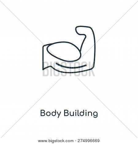 Body Building Icon In Trendy Design Style. Body Building Icon Isolated On White Background. Body Bui