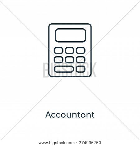 Accountant Icon In Trendy Design Style. Accountant Icon Isolated On White Background. Accountant Vec