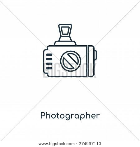 Photographer Icon In Trendy Design Style. Photographer Icon Isolated On White Background. Photograph