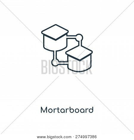 Mortarboard Icon In Trendy Design Style. Mortarboard Icon Isolated On White Background. Mortarboard 