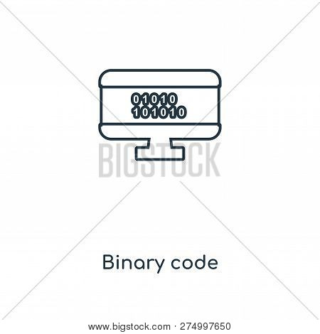 Binary Code Icon In Trendy Design Style. Binary Code Icon Isolated On White Background. Binary Code 