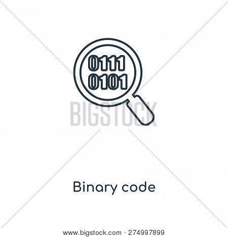 Binary Code Icon In Trendy Design Style. Binary Code Icon Isolated On White Background. Binary Code 