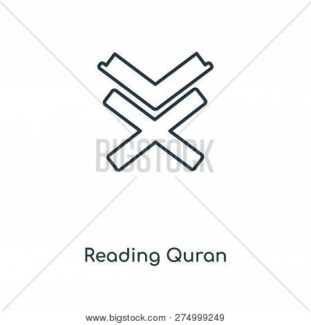 Reading Quran Icon In Trendy Design Style. Reading Quran Icon Isolated On White Background. Reading 