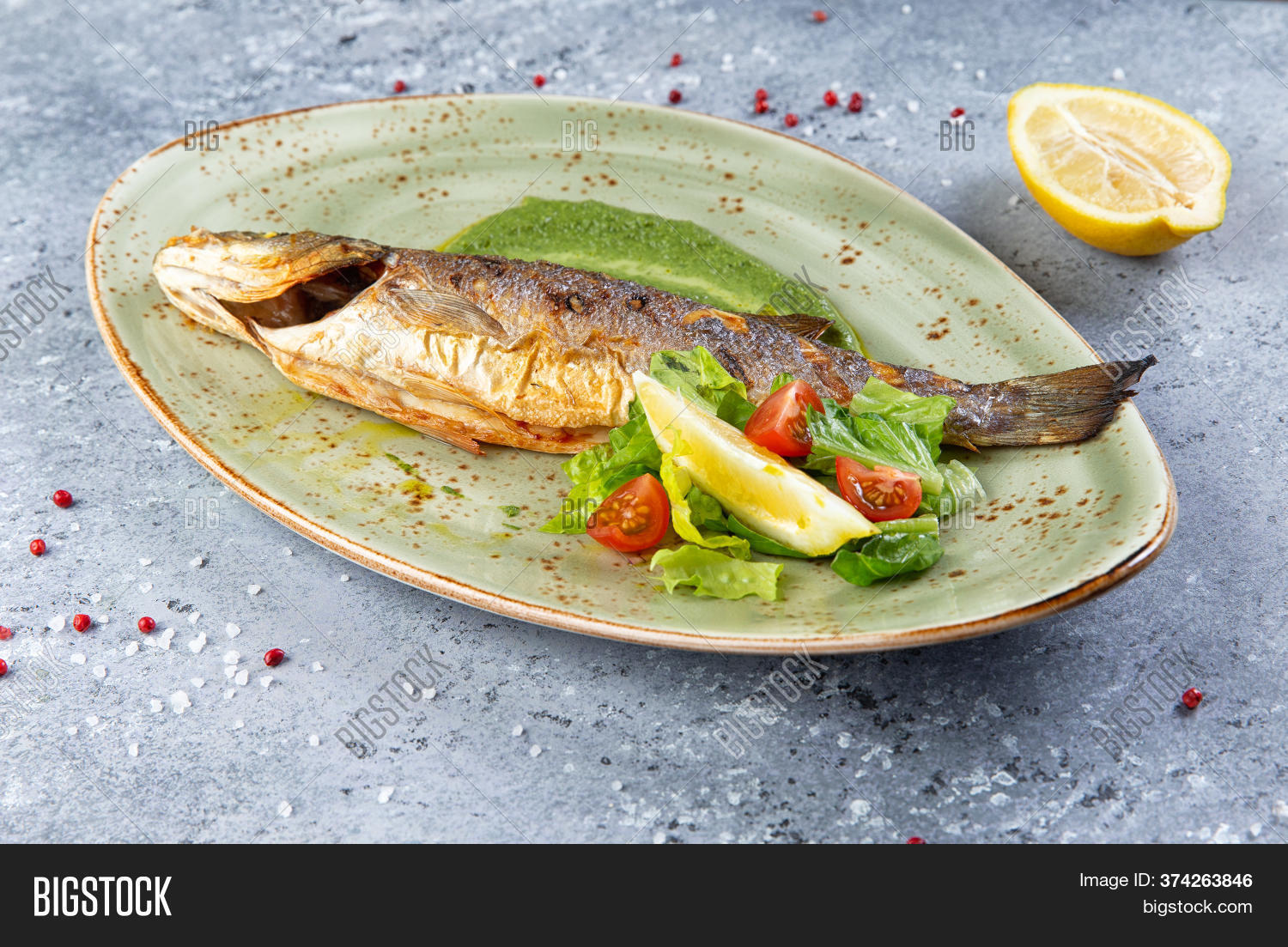 Fried Sea Bass Plate Image & Photo (Free Trial) Bigstock
