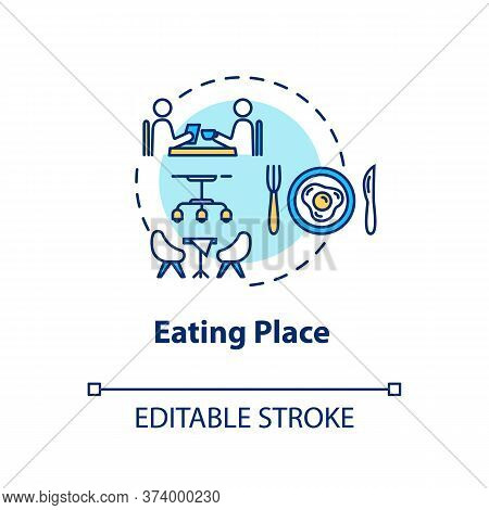 Eating Place Concept Icon. Conscious Nutrition Idea Thin Line Illustration. Dinner At Restaurant, Lu
