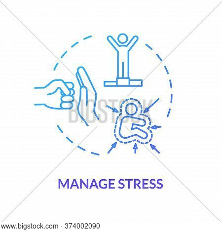 Manage Stress Blue Concept Icon. Healthcare For Employee. Psychological Well Being. Resist Pressure.