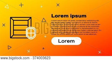 Line Delivery Pack Security With Shield Icon Isolated On Yellow Background. Delivery Insurance. Insu