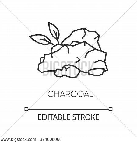 Charcoal Pixel Perfect Linear Icon. Natural Skincare Component. Organic Scrub. Cleansing Product. Th