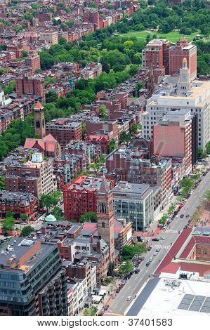 Boston city-keskustan Ilmakuva kaupunkien historiallisia rakennuksia.