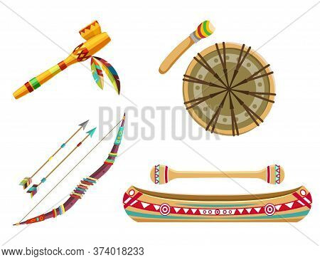 Indian Tribal Symbols Or Thematic Icons Set