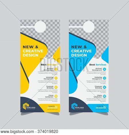Door Hanger Template, Cooperate Door Hanger And Modern Door Hanger Mockup Flyer Concept, Colors Sche
