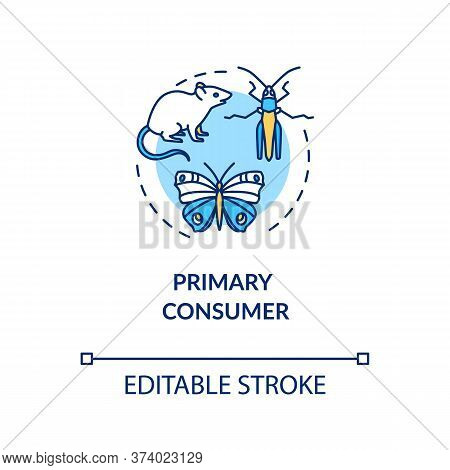 Primary Consumer Concept Icon. Grazing Food Chain Link. Herbivores And Insects. Natural Ecosystem Id