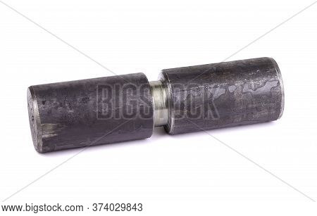 Metal Hinges Isolated On A White Background. Hinges Bullet Type