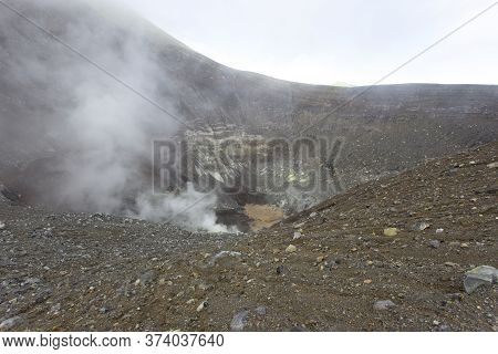 The Volcano Lokon Crater At Manado