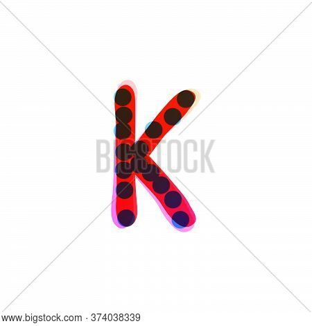 K Letter Logo Handwritten With A Red Felt-tip Pen. Perfect Vector Icon For Kids Design, Funny Craft 