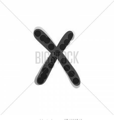 X Letter Logo Handwritten With A Red Felt-tip Pen. Perfect Vector Icon For Kids Design, Funny Craft 