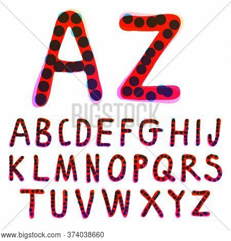 Alphabet Handwritten With A Red Felt-tip Pen. Perfect Vector Icon For Kids Design, Funny Craft Packa