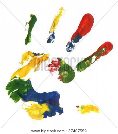 สีมือพิมพ์ แยกบนพื้นสีขาว