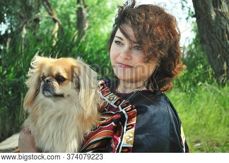 Concept Of Life Modern Mature Woman, Lifestyle Citizen Peoples, Lady At Spring Or Summmer Day. Middl