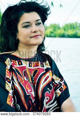 Concept Of Life Modern Mature Woman, Lifestyle Citizen Peoples, Lady At Spring Or Summmer Day. Middl