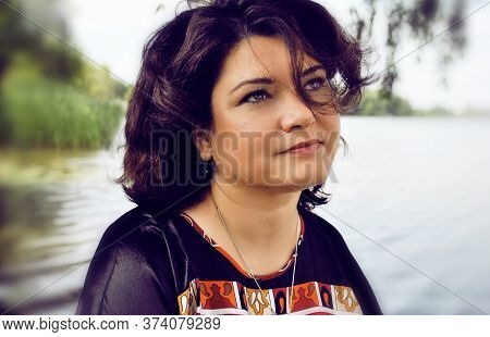 Concept Of Life Modern Mature Woman, Lifestyle Citizen Peoples, Lady At Spring Or Summmer Day. Middl