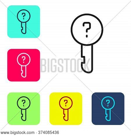 Black Line Undefined Key Icon Isolated On White Background. Set Icons In Color Square Buttons. Vecto