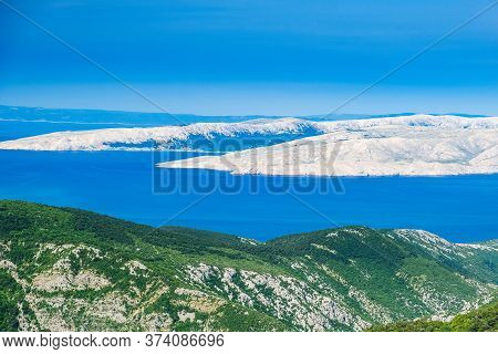 Croatia, Adriatic Seascae, Panorama Of Rocky Desert Of Islands From Vratnik Mountain