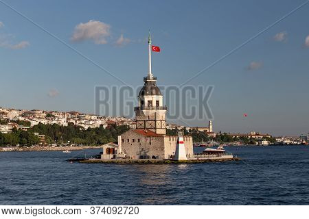 Maidens Tower In Bosphorus Strait, Istanbul City, Turkey