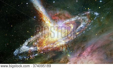 Space Landscape With Nebula And Pulsar Star. Elements Of This Image Furnished By Nasa.