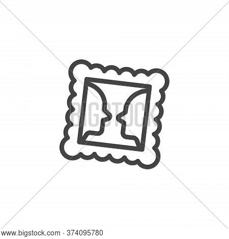 Thin Outline Icon Framed Picture. Such Line Sign As Gallery, Visual Perception, Picture. Vector Comp