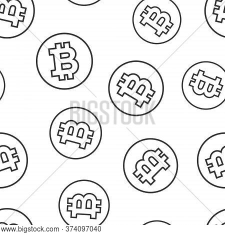 Bitcoin Icon In Flat Style. Blockchain Vector Illustration On White Isolated Background. Cryptocurre