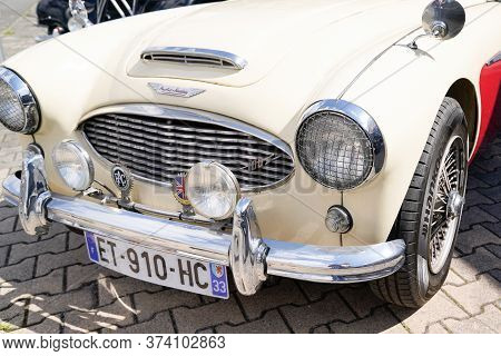 Bordeaux , Aquitaine / France - 06 20 2020 : Austin Healey Sprite Motor Car Parked In Street