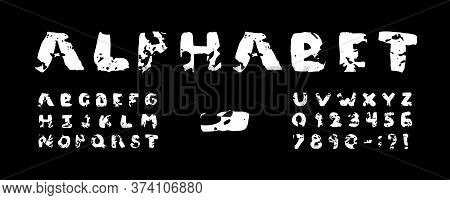 Black And White Grunge Alphabet For Design, Banners, Decoration, Etc. Capital Handwritten Letters Wi