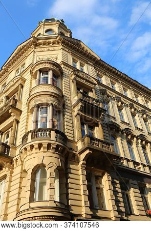Prague, Czech Republic - August 23, 2016: Ancient Palace In The European Capital
