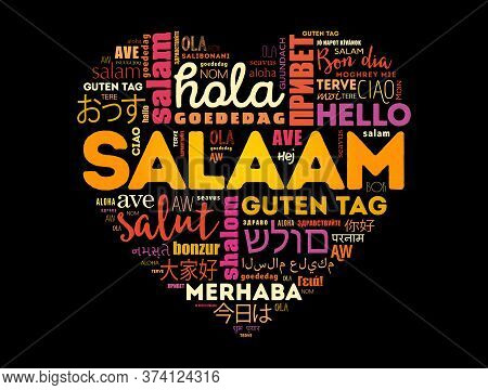 Salaam (hello Greeting In Persian,farsi) Love Heart Word Cloud In Different Languages Of The World