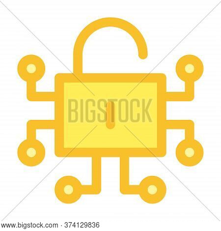 Digital Padlock Icon In Flat Style. Electronic Lock Sign. Cybersecurity Concept.
