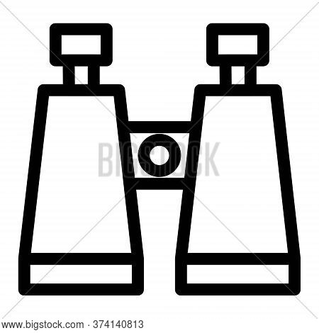 Binocular Icon In Line Style. Travel, Military Equipment. Discovery, Search, Spying Tool Sign.